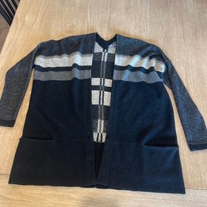 Vince Women's XS Wool Cashmere Black Gray Open Front Oversized Cardigan Sweater